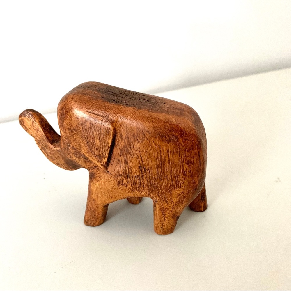 Elephant Wood Carved Trunk Up